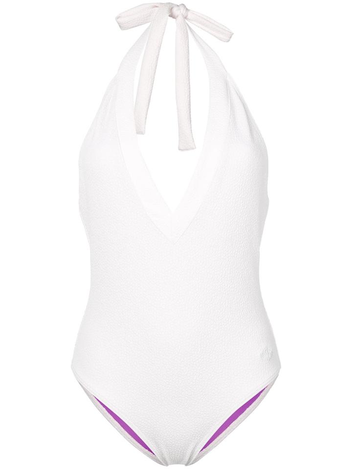 Islang Deep V-neck Swimsuit - Pink & Purple