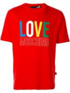 Love Moschino Logo Print T-shirt, Men's, Size: Large, Red, Cotton