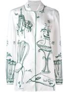 Dolce & Gabbana Garden Print Pyjama Shirt, Women's, Size: 44, White, Silk