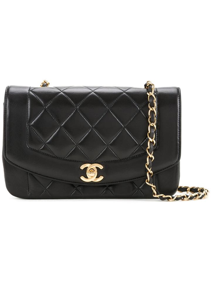 Chanel Vintage Quilted Diana Bag, Women's, Black