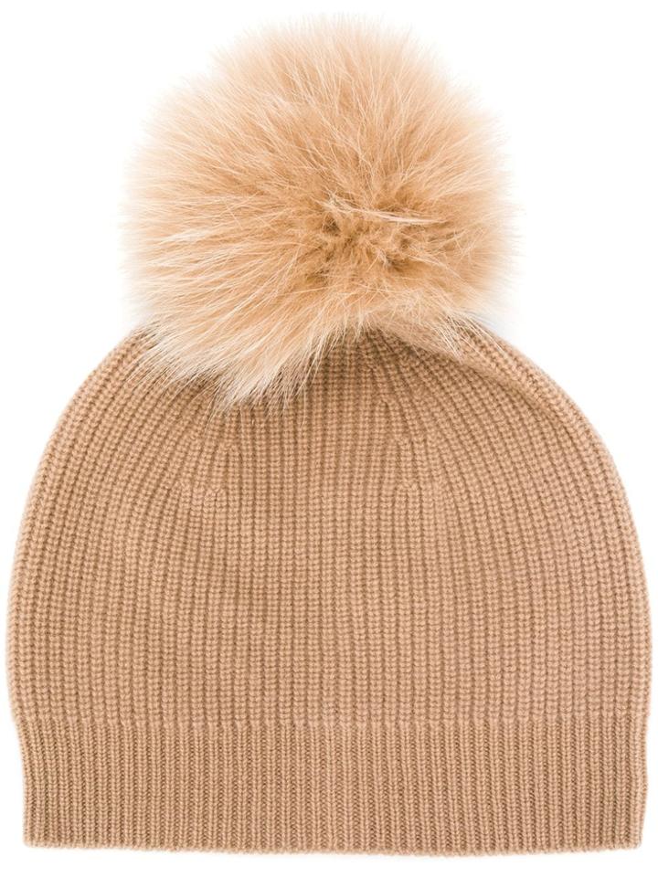 Lorena Antoniazzi Fur-embellished Beanie - Brown