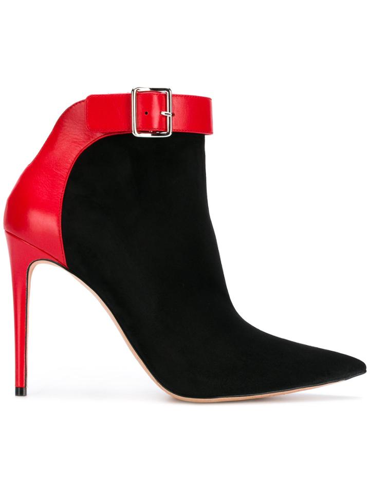 Alexander Mcqueen Contrast Ankle Strap Boots - Black