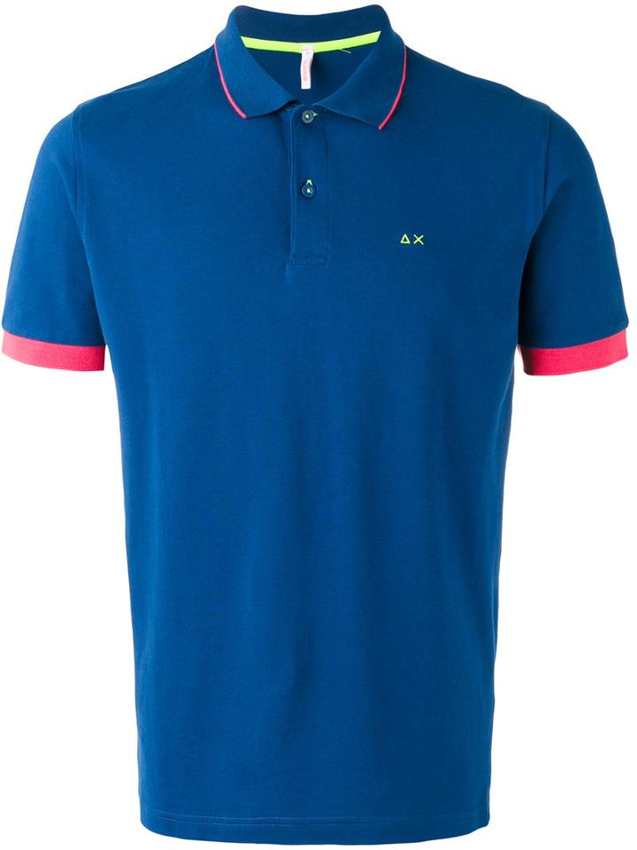 Sun 68 Contrast Polo Shirt, Men's, Size: Small, Blue, Cotton/spandex/elastane