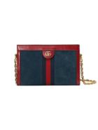 Gucci Red And Navy Ophidia Small Suede And Leather Shoulder Bag - Blue
