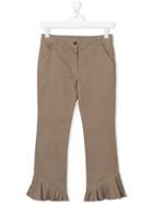 Douuod Kids Teen Cropped Flared Trousers - Green