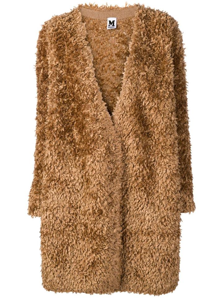 M Missoni Textured Knee Length Coat - Neutrals
