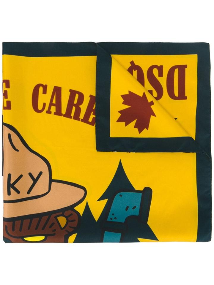 Dsquared2 Bear Print Scarf - Yellow