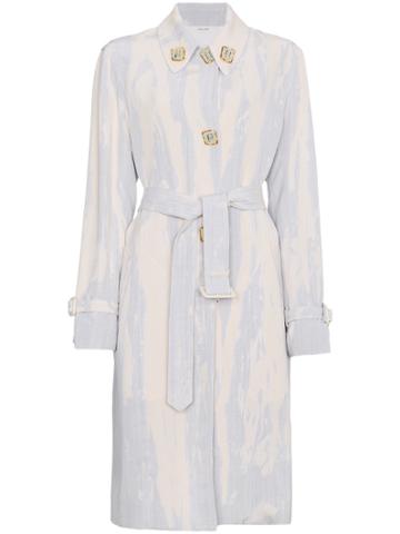Chalayan White Silk Trench Coat - Nude & Neutrals