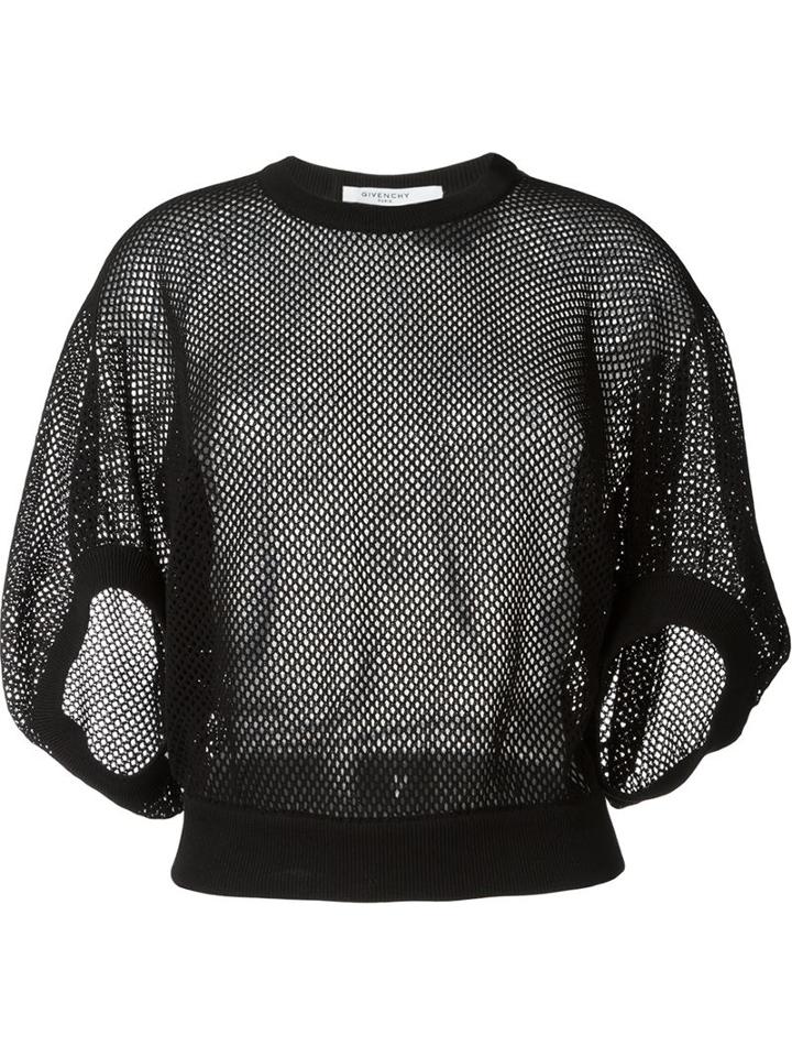 Givenchy Fishnet Top, Women's, Size: Small, Black, Cotton/polyimide