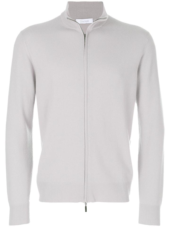 Cruciani Long Sleeved Zipped Sweater - Grey