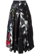 Yohji Yamamoto Pleated Print Midi Skirt - Black