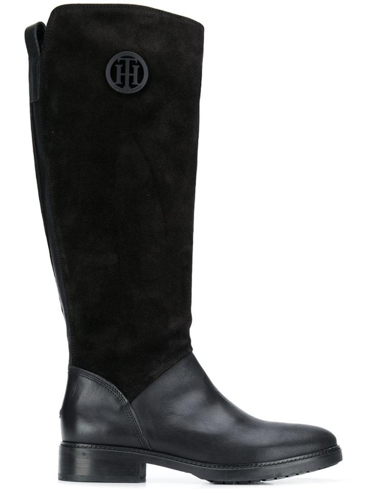 Tommy Hilfiger Monogram Riding Boots - Black