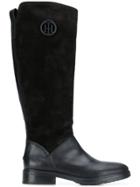 Tommy Hilfiger Monogram Riding Boots - Black