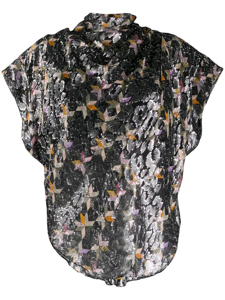 Isabel Marant Printed Metallic Blouse - Black