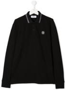 Stone Island Junior Teen Long Sleeved Polo Shirt - Black