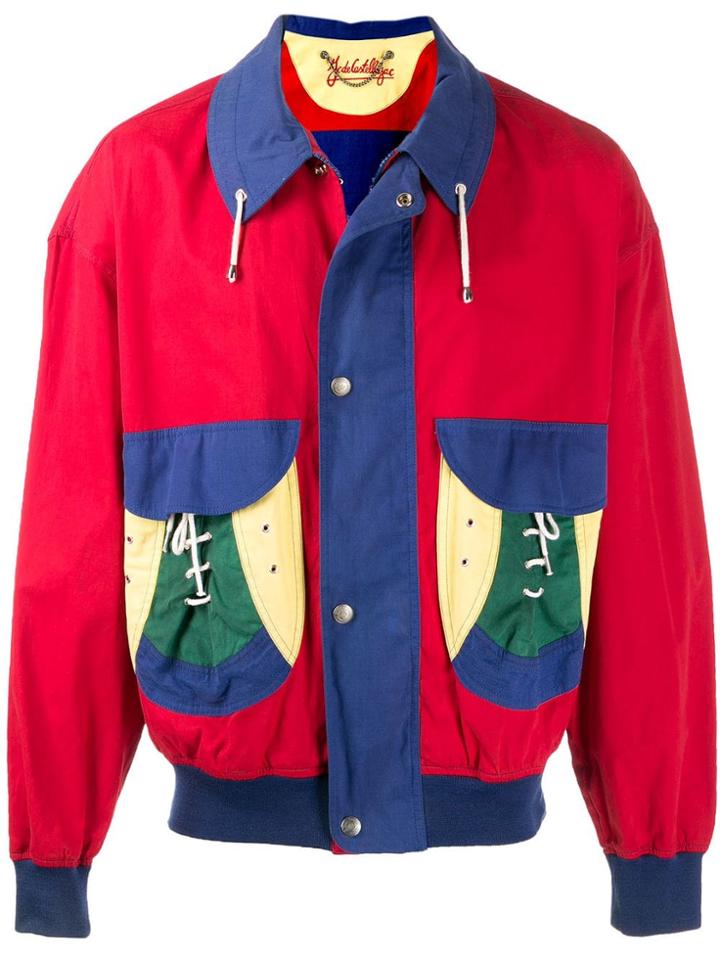 Jc De Castelbajac Pre-owned 1980's Colour Block Bomber Jacket - Red