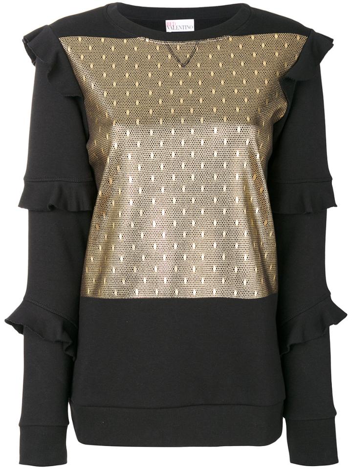 Red Valentino Ruffled Panelled Sweatshirt - Black