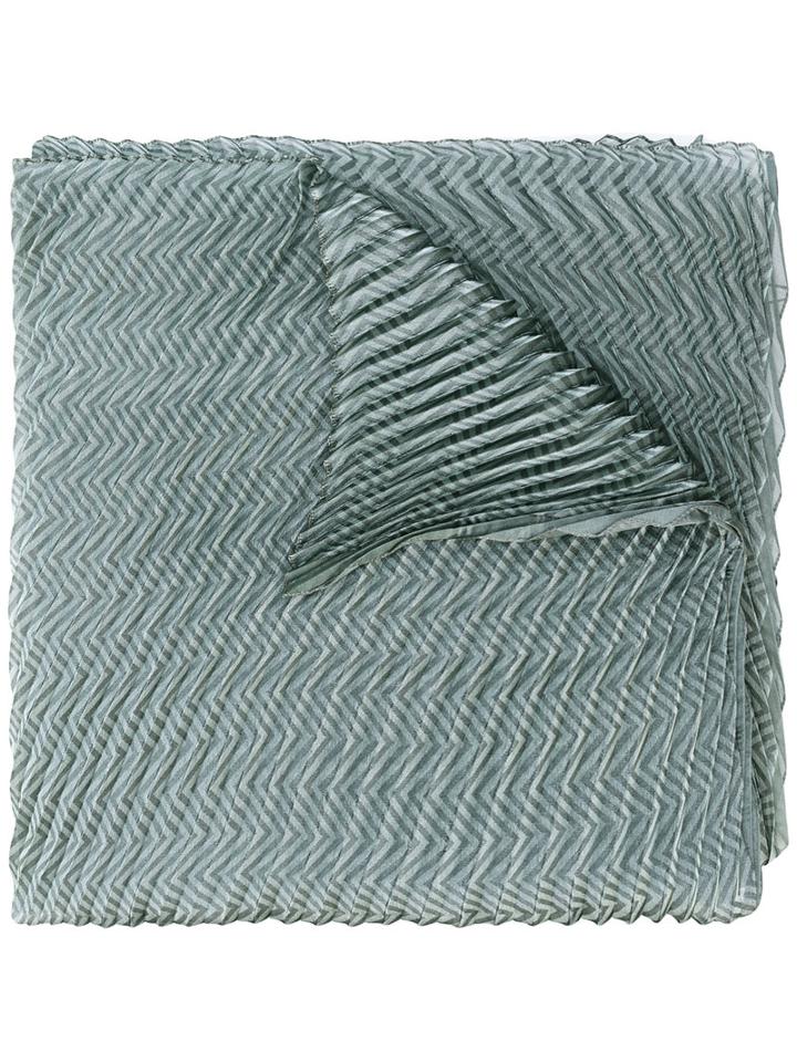 Pleated Zigzag Scarf - Women - Polyester - One Size, Green, Polyester, Armani Collezioni