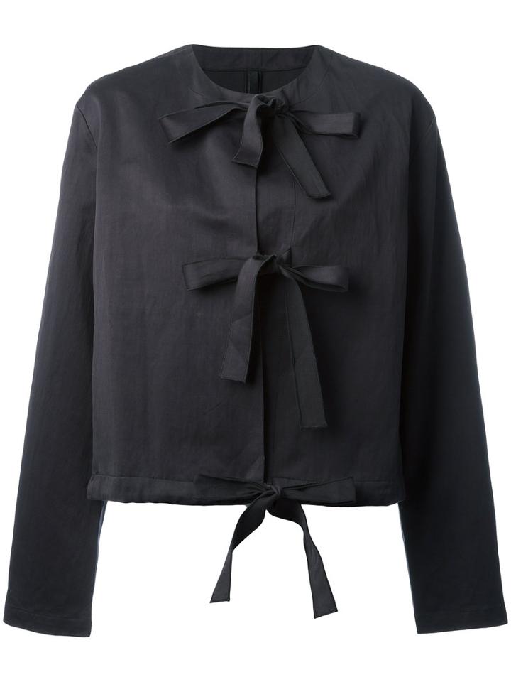 Sara Lanzi Front Strap Jacket, Women's, Size: Small, Black, Cotton/linen/flax