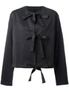 Sara Lanzi Front Strap Jacket, Women's, Size: Small, Black, Cotton/linen/flax