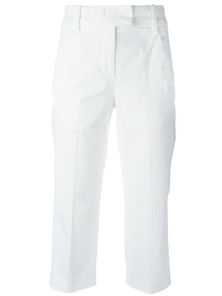 Dondup Capri Trousers, Women's, Size: 42, White, Cotton/spandex/elastane