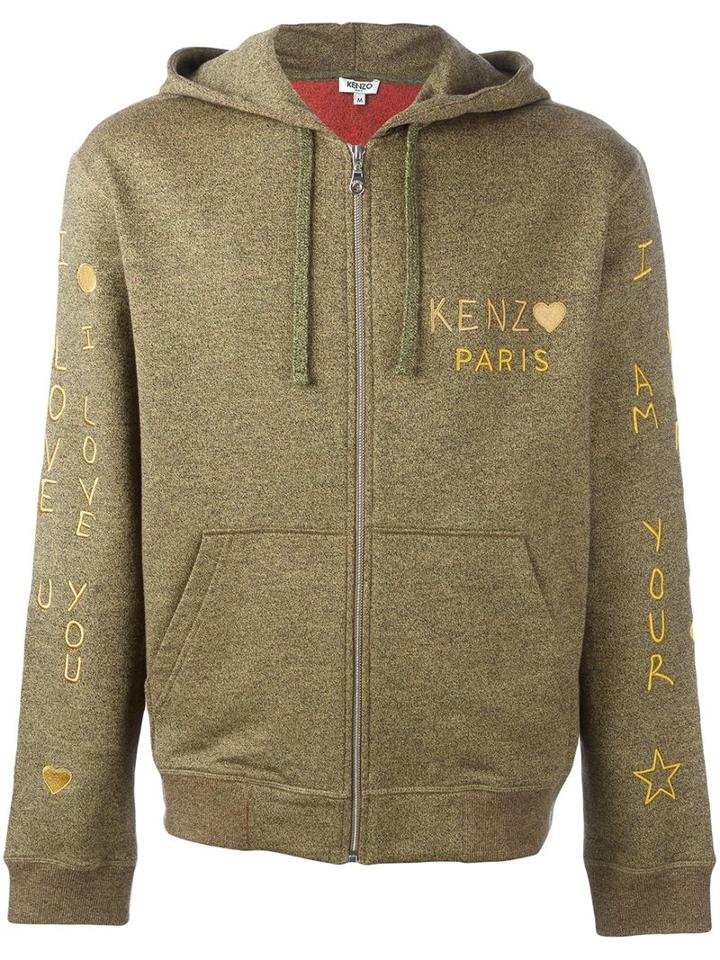 Kenzo 'i Love You' Hoodie, Men's, Size: Xl, Green, Cotton