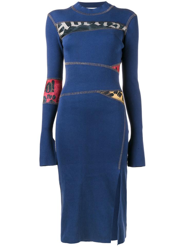Tigran Avetisyan By Pavel An - Printed Ribbed Midi Dress - Women - Cotton - Xs, Blue, Cotton