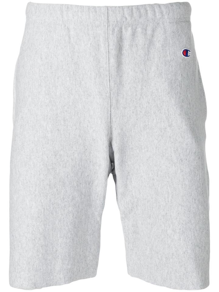 Champion Embroidered Logo Track Shorts, Men's, Size: Medium, Grey, Cotton/polyester