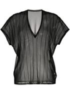 Jean Paul Knott Striped Sheer T-shirt - Black