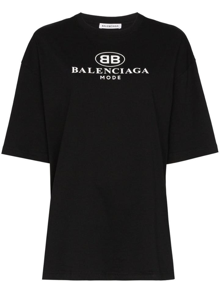 Balenciaga Bb Mode Semi Fitted Cotton T-shirt - Black