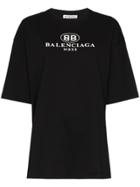 Balenciaga Bb Mode Semi Fitted Cotton T-shirt - Black