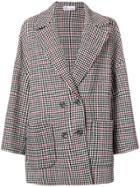 Red Valentino Plaid Fitted Coat - Black