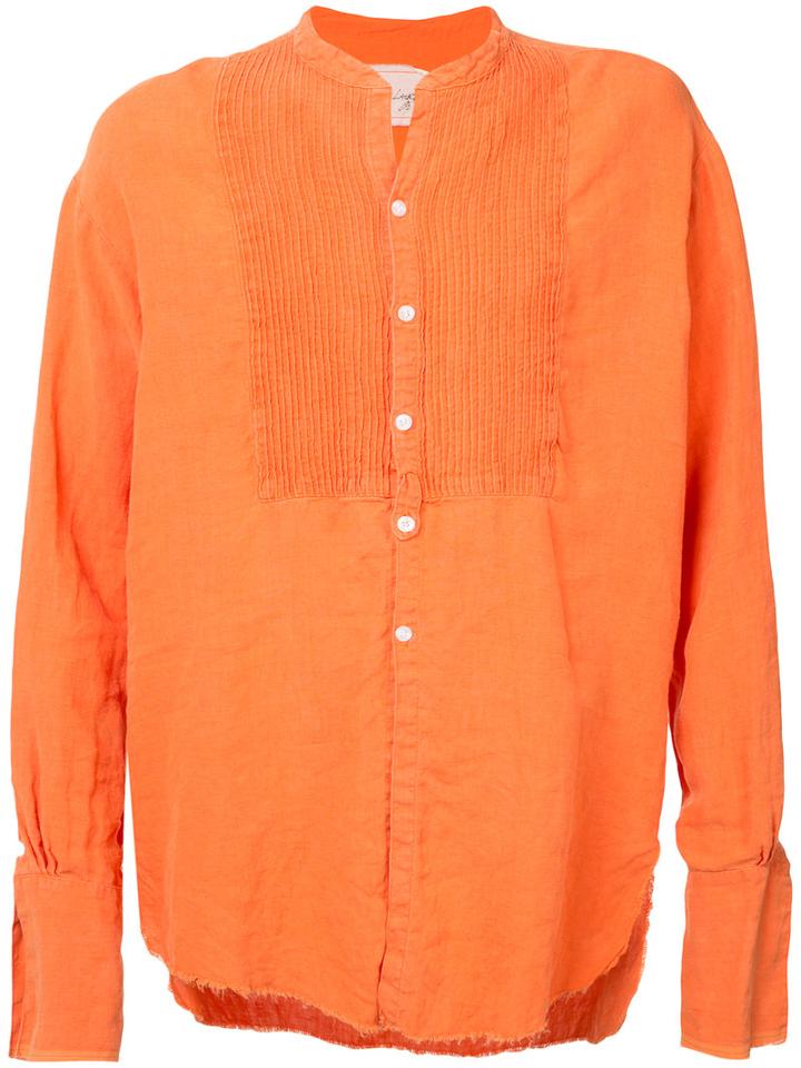 Greg Lauren - Oversized Frayed Shirt - Men - Linen/flax - 2, Yellow/orange, Linen/flax