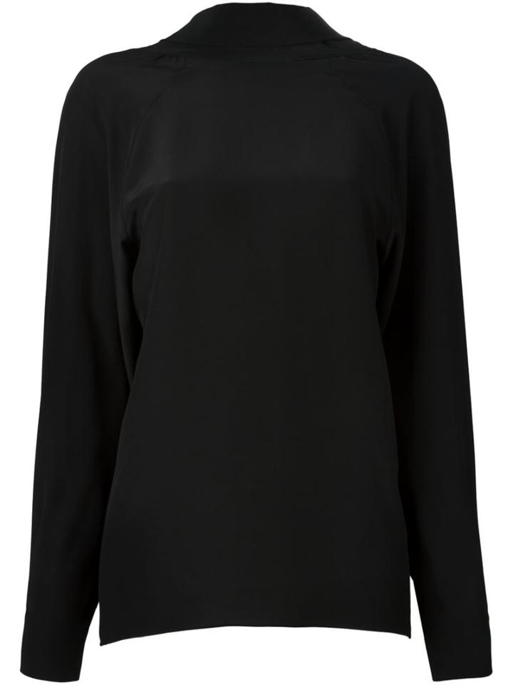 Maison Margiela Draped Back Blouse, Women's, Size: 44, Black, Silk