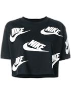 Nike Logo Print Cropped T-shirt - Black