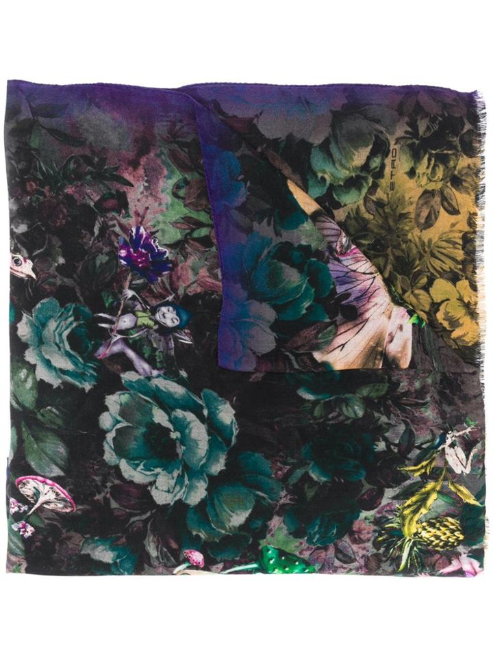 Etro Enchanted Forest Print Scarf - Black