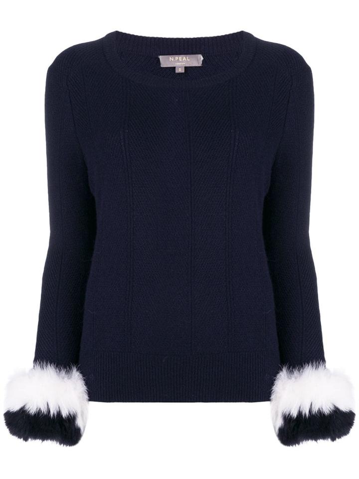 N.peal Fox Fur Trim Sweater - Blue
