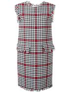 Msgm Fringed Houndstooth Dress - White