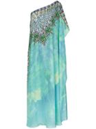 Kimberly Mcdonald One-shoulder Jewel Print Silk Kaftan Gown -