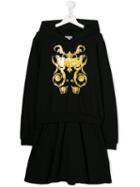 Moschino Kids Baroque Print Hoodie Dress - Black