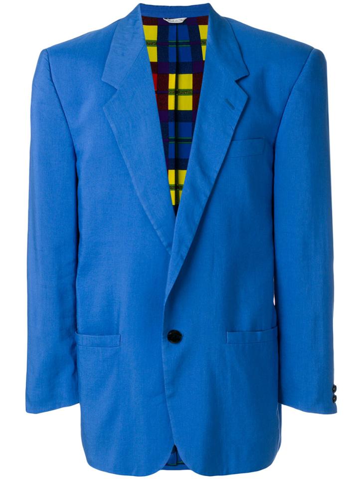 Versace Vintage Single Button Blazer - Blue