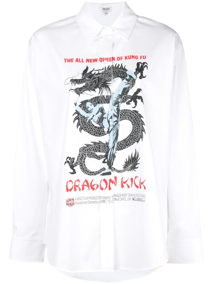 Kenzo Dragon Kick Graphic Shirt - White
