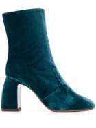 L'autre Chose Textured Block Heel Boots - Blue