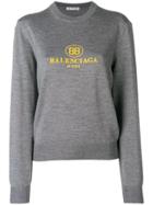 Balenciaga Logo Embroidered Sweater - Grey
