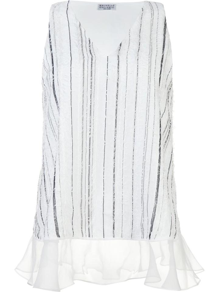 Brunello Cucinelli Striped Tank Top, Women's, Size: Small, White, Silk
