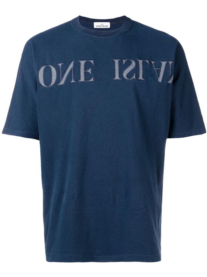 Stone Island Graphic Logo Print T-shirt - Blue