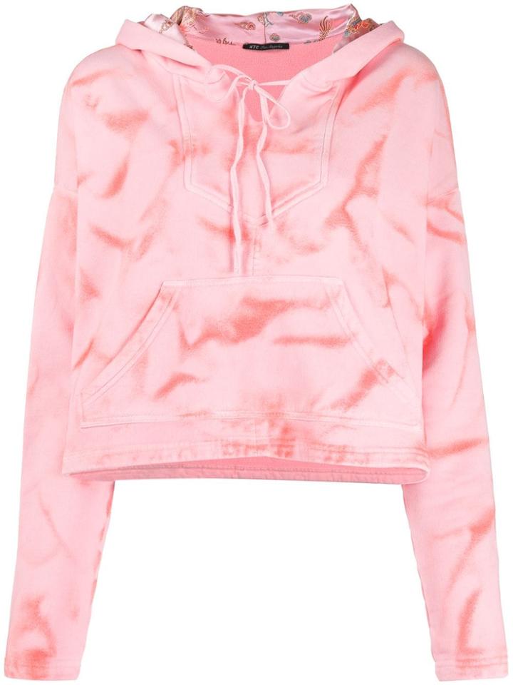 Htc Los Angeles Cropped Tie-dye Hoodie - Pink