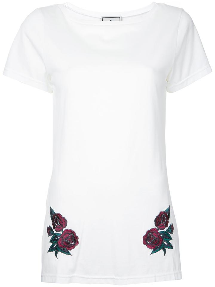 Maison Mihara Yasuhiro - Flower Embroidered Long T-shirt - Women - Cotton - 36, White, Cotton