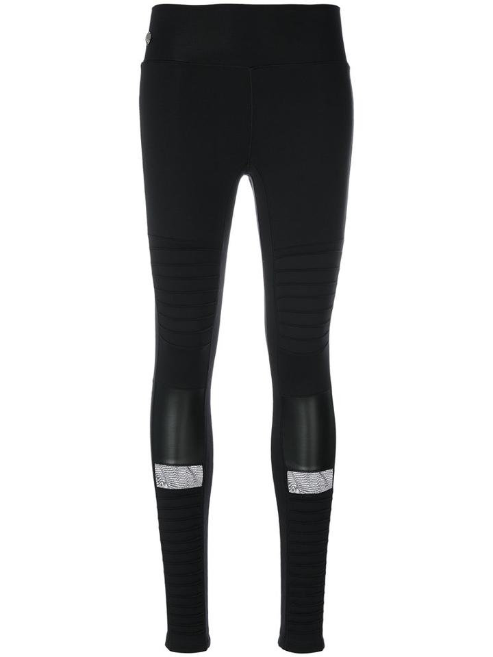 Philipp Plein - Sheer Panel Leggings - Women - Cotton/polyamide/spandex/elastane - M, Black, Cotton/polyamide/spandex/elastane