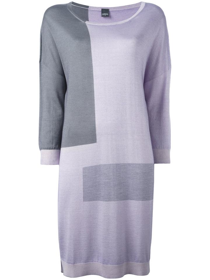 Lorena Antoniazzi Colour Block Knitted Dress, Women's, Size: 46, Pink/purple, Silk/cashmere
